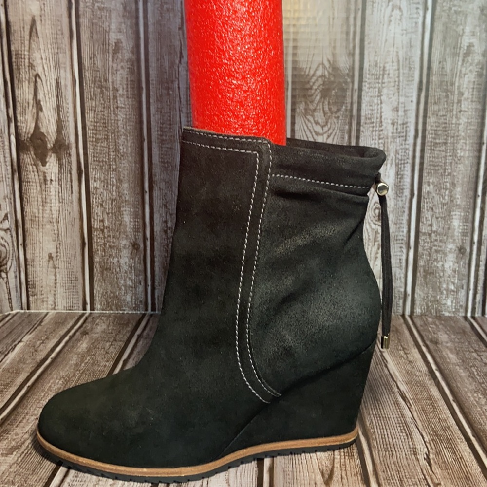Black Suede Wedge Ankle Boots - Picture 11 of 12